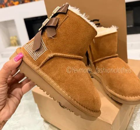 UGG Style Kids Rhinestone Bow Boots – Premium Quality & Box Included