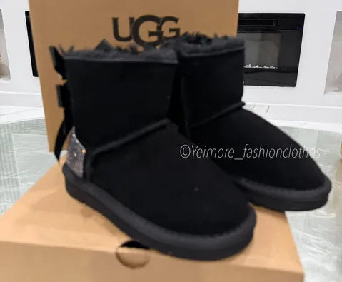 UGG Style Kids Rhinestone Bow Boots – Premium Quality & Box Included