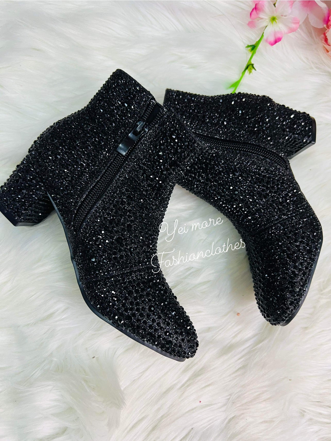 CHILDREN Rhinestone Side zipper boots