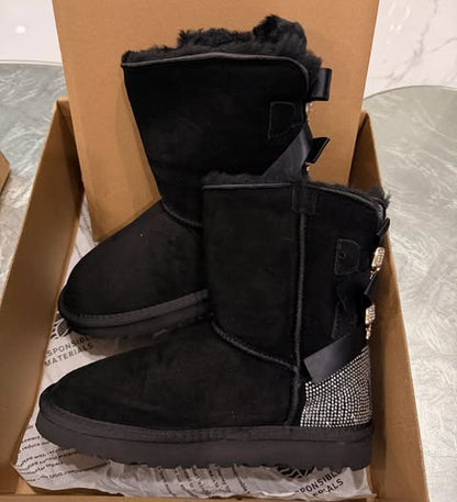 UGG Style Rhinestone Bow Boots for Girls & Women – Premium Quality & Box Included