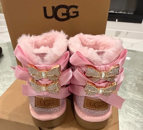 UGG Style Kids Rhinestone Bow Boots – Premium Quality & Box Included