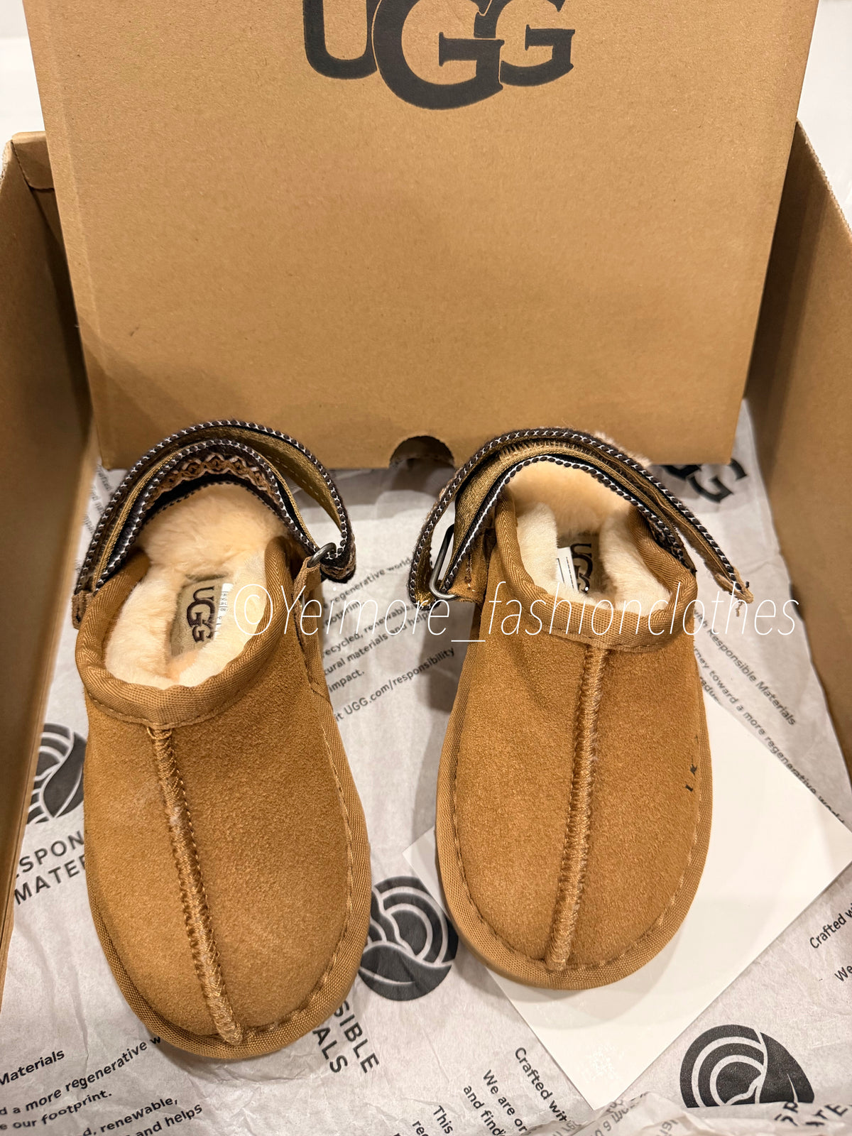 Kids’ Velcro UGG Slippers (includes box )