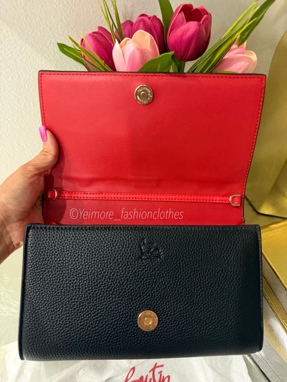 Black handbag with gold details Includes detachable gold chain strap ( Includes box)