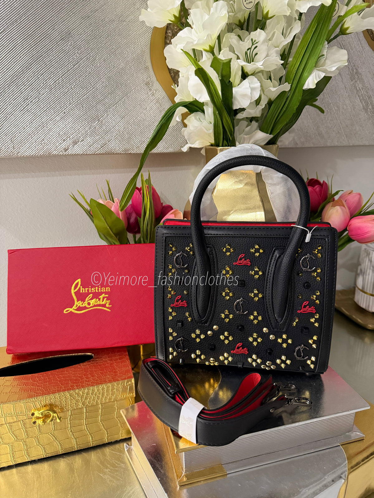 Black & Gold Elegance Tote  Box not included.