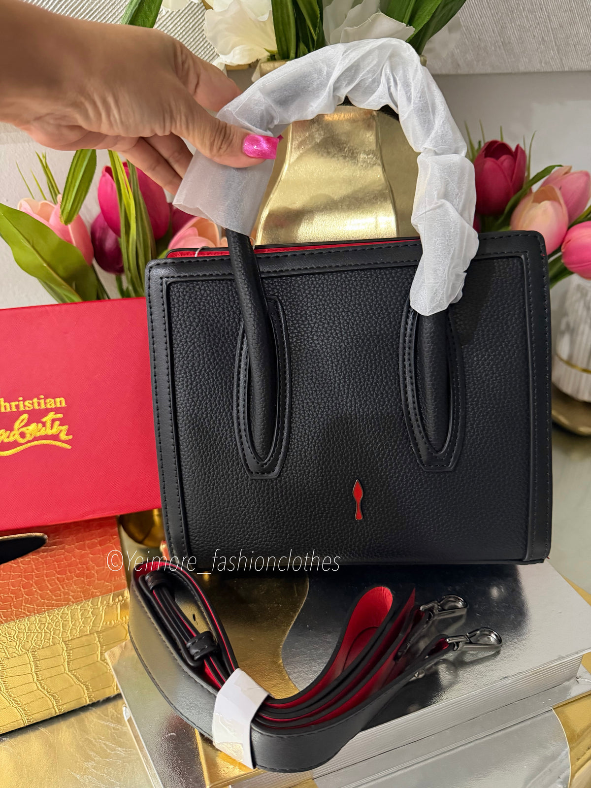 Black & Gold Elegance Tote  Box not included.