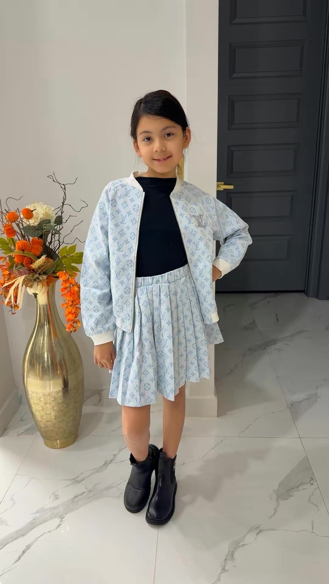 Girls’ Designer-Inspired 2-Piece Skirt Set