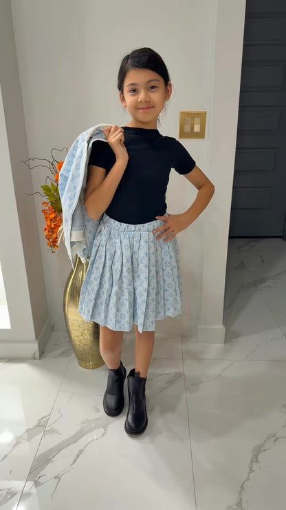 Girls’ Designer-Inspired 2-Piece Skirt Set